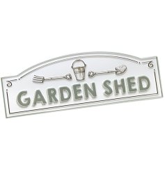 Add charm and personality to your garden shed with our stylish metal sign. 