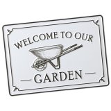 Welcome guests to your garden in style with our elegant Metal Welcome Sign, 