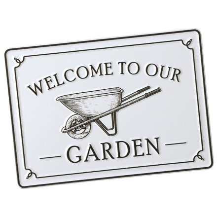 Welcome To Our Garden Metal Sign, 17.8cm 