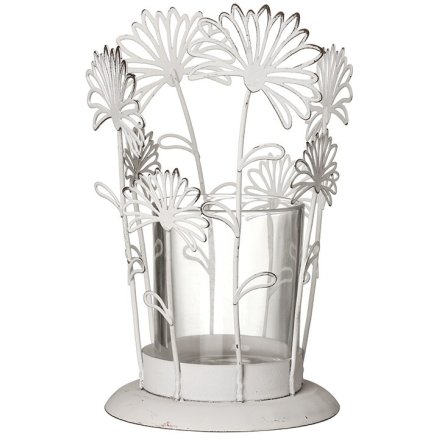 White Flower T-light Holder, 14.5cm 