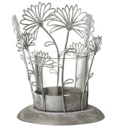 Illuminate your home with elegance and warmth using our Silver Flower T-light Holder