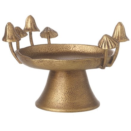 Golden Toadstool Decorated Holder, 20cm
