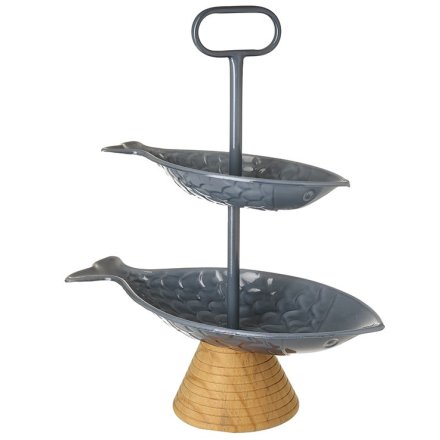  2 Tier Fish Plates With Handle