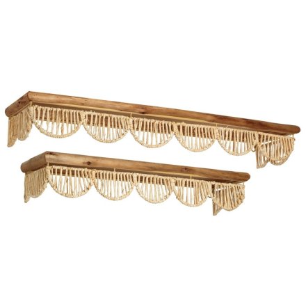 Set Of 2 Wooden Shelves, 61.5cm 