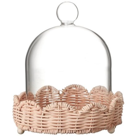 Pink Woven Base Cloche, 17cm 