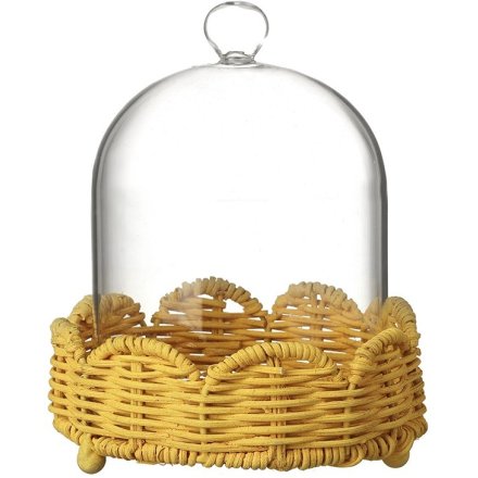 Yellow Woven Base Cloche, 15.5cm 