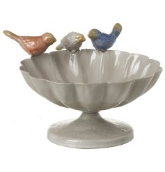 Transform your home with the sophisticated elegance of our Ceramic Grey Bowl With Birds,