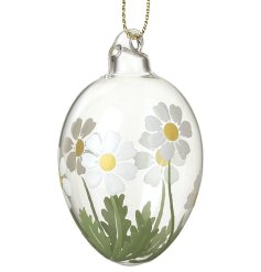 Add a touch of springtime charm with our Hanging White Daisy Glass Egg.