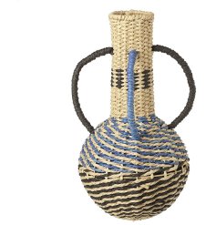 Decorative rattan vase with handles, perfect for adding a charming touch to any table setting or room.