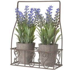 Add a touch of nature & style to your home with our Lavender Pots in a Metal Swirls Holder 