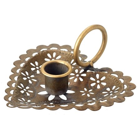 Heart Shaped Metal Candle Holder, 13.5cm 