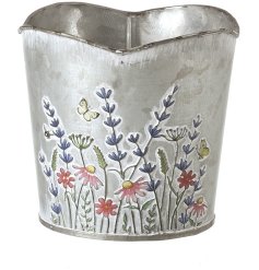 Welcome spring with our lovely Small Metal Floral Pot Planter 