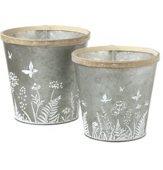 Elevate your outdoor space with our delightful Metal Pots featuring Butterflies & Flowers. 