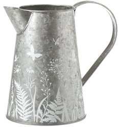 Metal jug with a beautiful floral pattern, perfect for displaying your favourite blooms