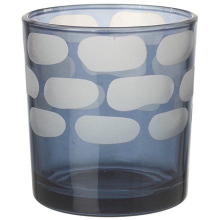 Small Blue & White T- Light Holder, 8cm 