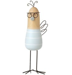 Add a touch of nature and whimsy to your home with our charming Standing Wooden Bird With Glasses. 