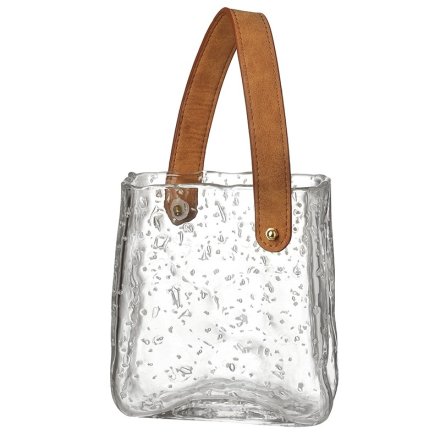 Glass Bag With Handle Vase, 15cm 