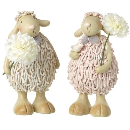 2A Cream & Pink Noodle Sheep, 17cm