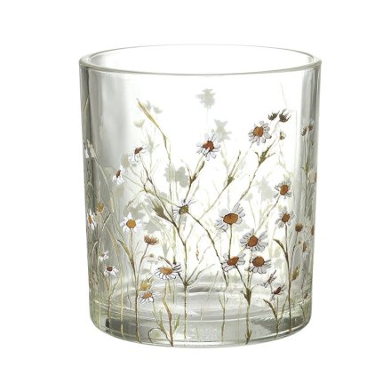 Glass Daisy T Light Holder, 8cm 