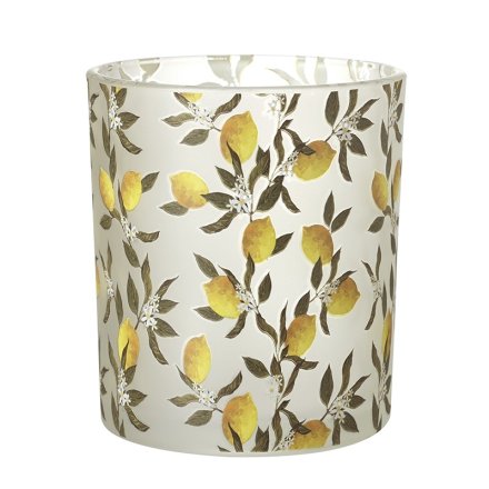 large Glass Lemon T Light Holder, 10cm 
