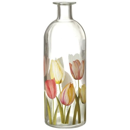 Glass Decorative Tulip Bottle, 16.5cm 