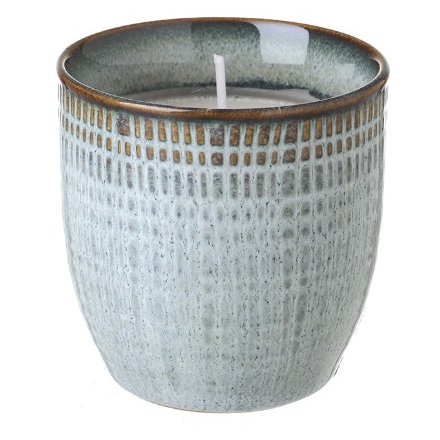 Grey Check Ceramic Pot Candle, 7.5cm 