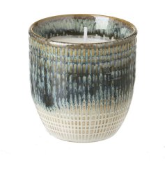 Illuminate your home with elegance and scented serenity with our Mottled Blue Ceramic Pot Candle 