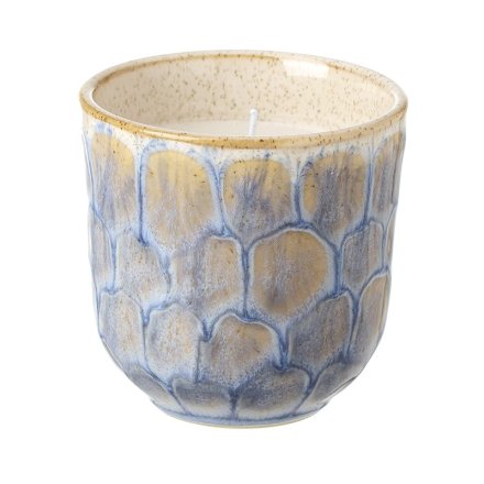 Small Blue Ceramic Candle, 8.5cm 