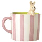 Start your day off right with our charming Pink Stripe Rabbit Mug.