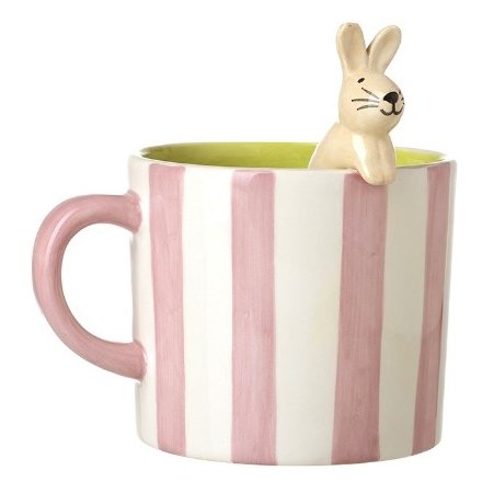 Pink Stripe Rabbit Mug, 13.4cm 