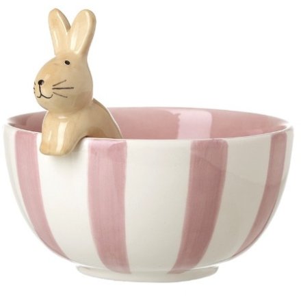 Pink Stripe Rabbit Bowl, 13.2cm 
