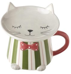 Mug & plate set perfect for cat enthusiasts! Unique and fun design.