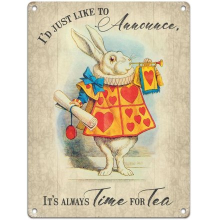 Hanging Its Always Time For Tea Metal Sign, 20cm 