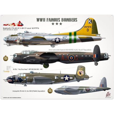 WW2 Famous Bombers Metal sign, 20cm 
