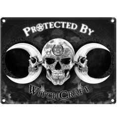 Add a touch of enchantment to your home with our Protected By Witch Craft Mini Metal Sign. 