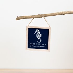 Seas the day with our charming sea horse wooden sign - the perfect addition for your coastal home decor!
