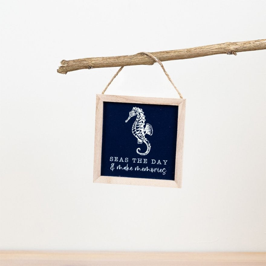 Hanging Seas the Day Wooden Sign, 12cm 