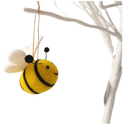 Hanging Wool Bee Deco, 8cm 