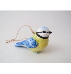 Adorable hanging decorations featuring blue tits for adding charm to any space.