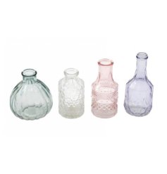 A gorgeous set of 4 mini vase bottles perfect for a posy of flowers.