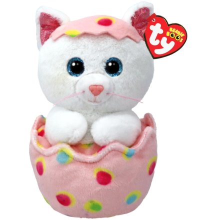 white Giggles Cat in Egg Beanie Boo