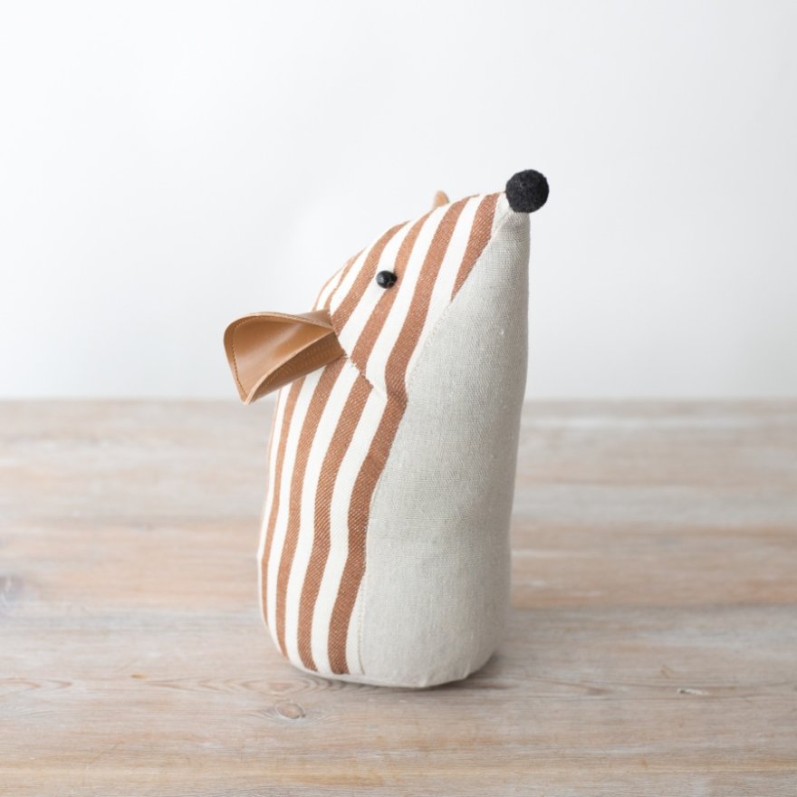 "Handcrafted 26cm Brown Striped Mouse Doorstop for Home Decor"