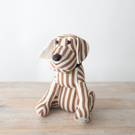 Striped Sitting Dog DoorStop, 26cm