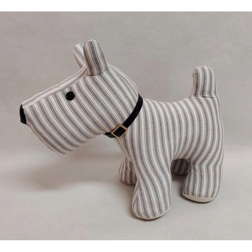 Grey Stripped Dog Doorstop, 32cm 