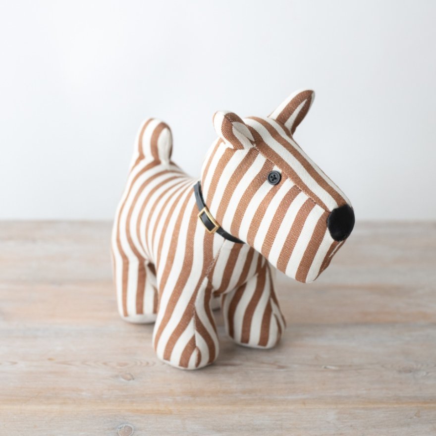 Brown & White  Stripped Dog Doorstop, 32cm 