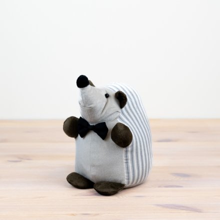 Grey Stripped Hedgehog Doorstop, 22cm 