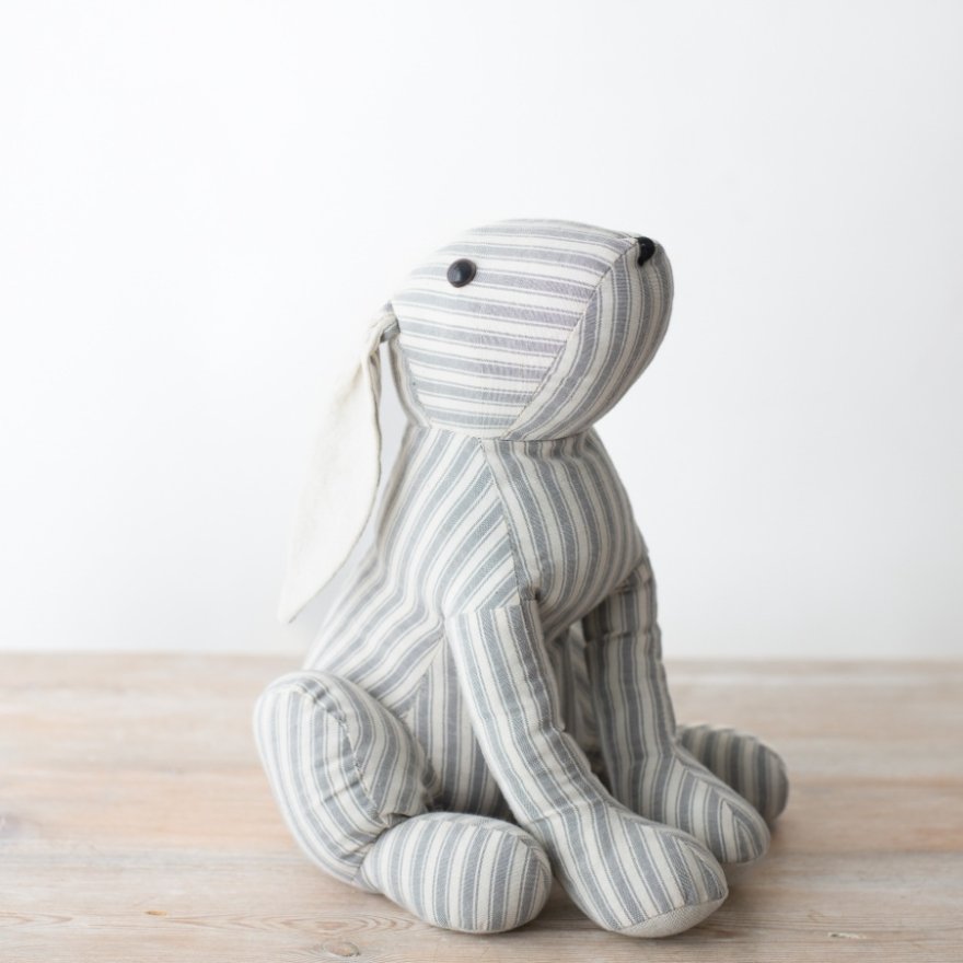 32cm Rabbit Door Stop, Grey Striped 