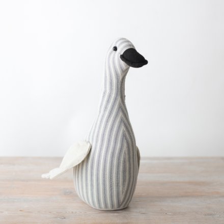 Grey Stripped Duck Doorstop, 29cm 