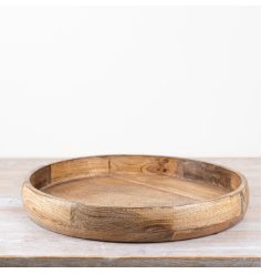round mango wood bowl with lip 