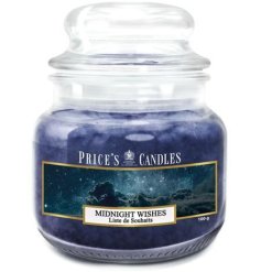 Indulge in the enchanting Midnight Wishes Candle Jar, a lavish fusion of scents for a truly magical experience.